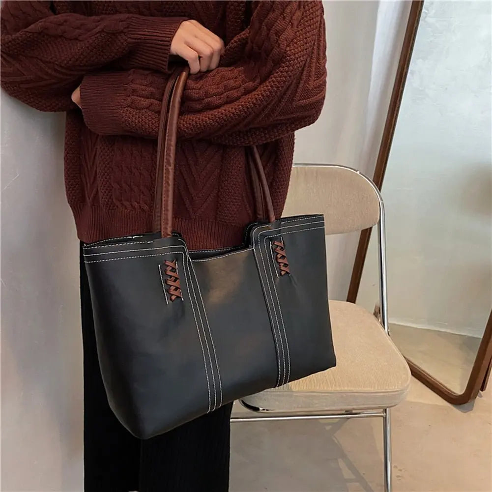 Fashion Women PU Leather Solid Color Shoulder Shopping Bag - Blade & Thread