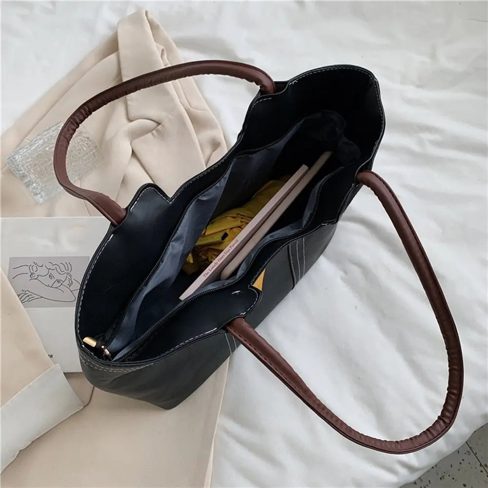 Fashion Women PU Leather Solid Color Shoulder Shopping Bag - Blade & Thread
