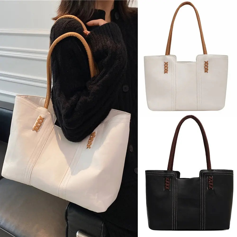 Fashion Women PU Leather Solid Color Shoulder Shopping Bag - Blade & Thread
