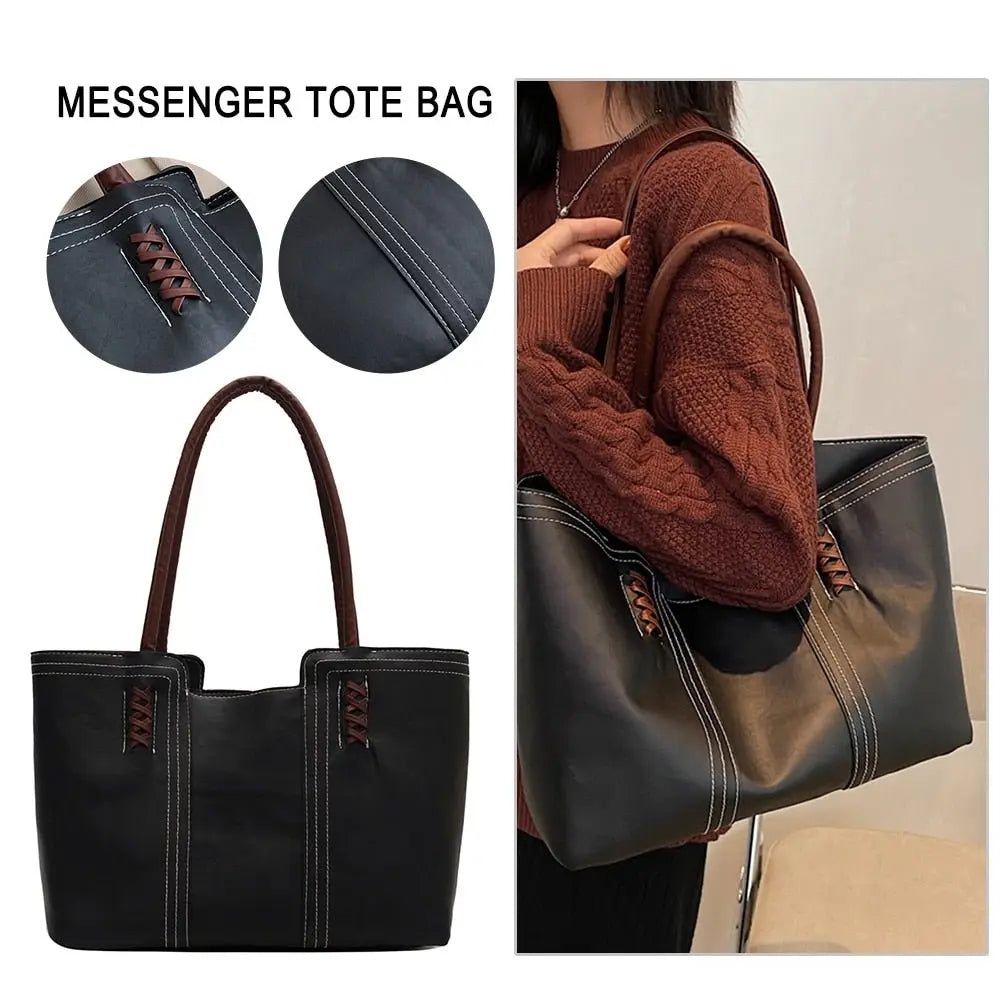 Fashion Women PU Leather Solid Color Shoulder Shopping Bag - Blade & Thread