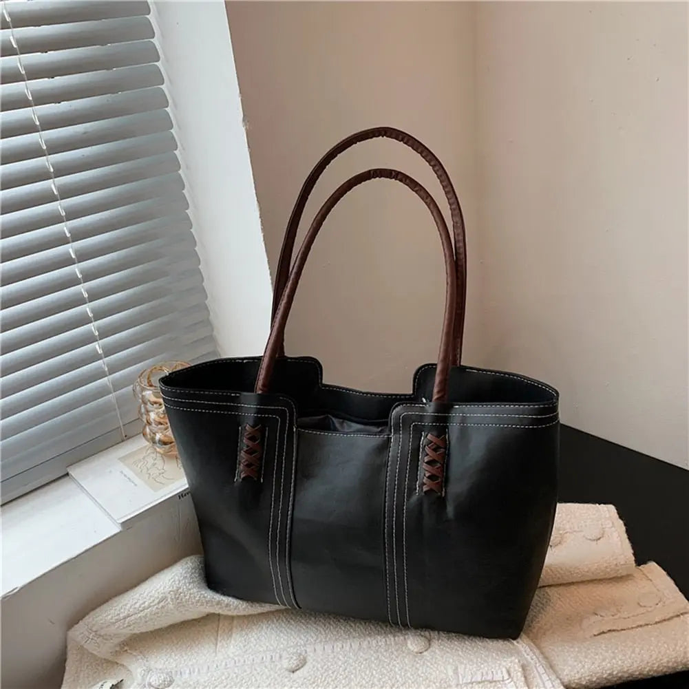 Fashion Women PU Leather Solid Color Shoulder Shopping Bag - Blade & Thread