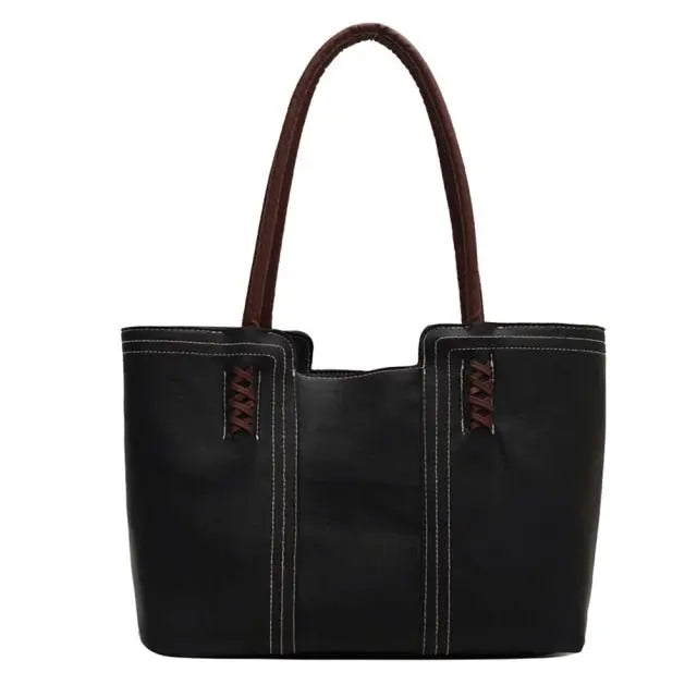 Fashion Women PU Leather Solid Color Shoulder Shopping Bag - Blade & Thread