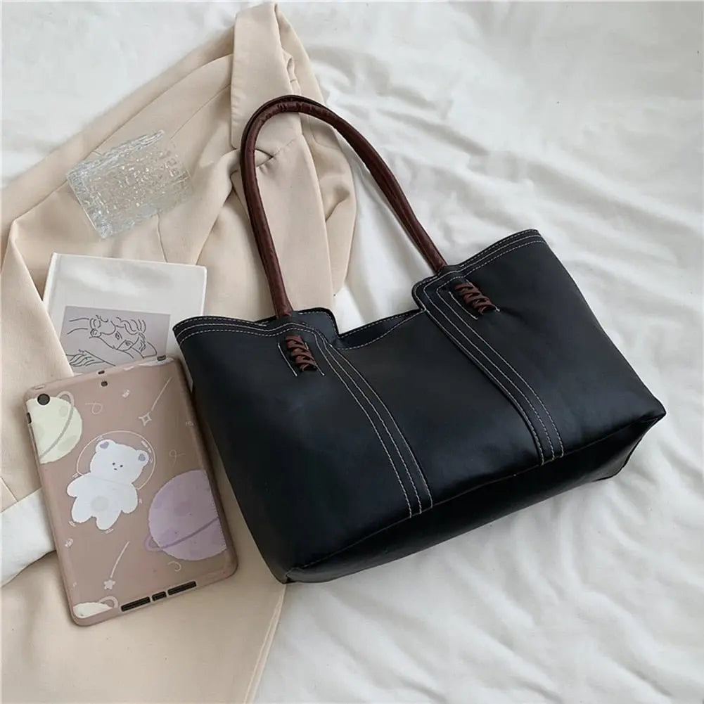 Fashion Women PU Leather Solid Color Shoulder Shopping Bag - Blade & Thread