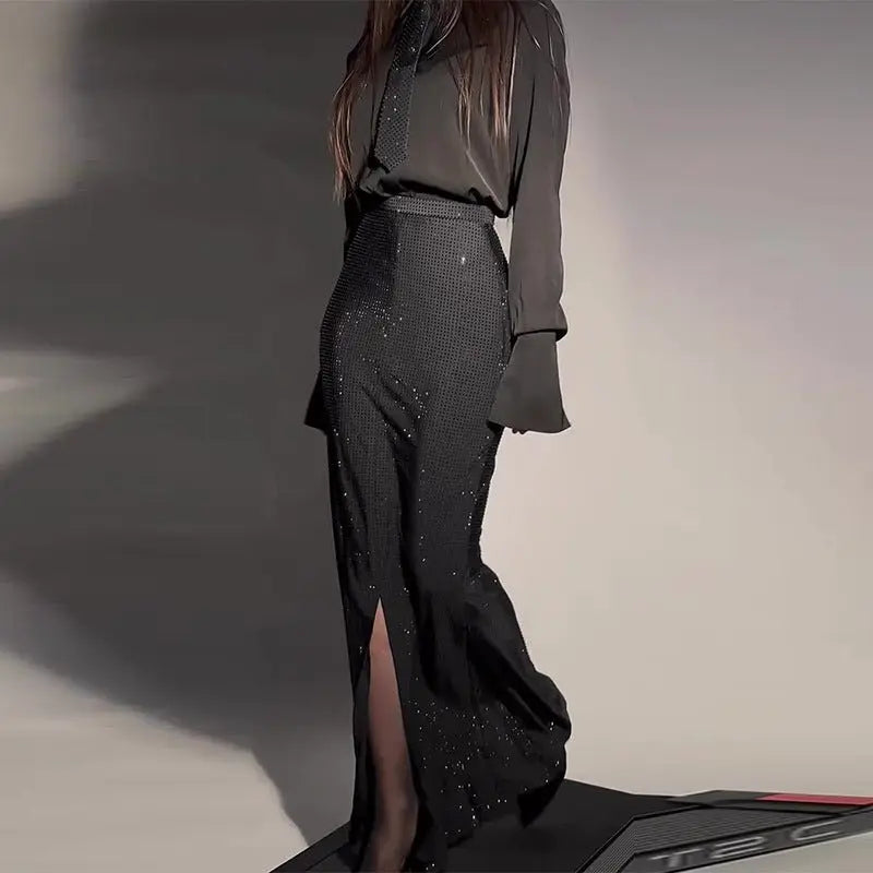 Fashionable and elegant hot diamond slit hip skirt suit - Blade & Thread
