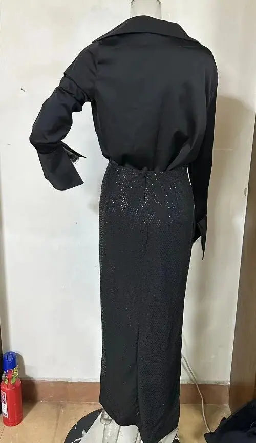 Fashionable and elegant hot diamond slit hip skirt suit - Blade & Thread