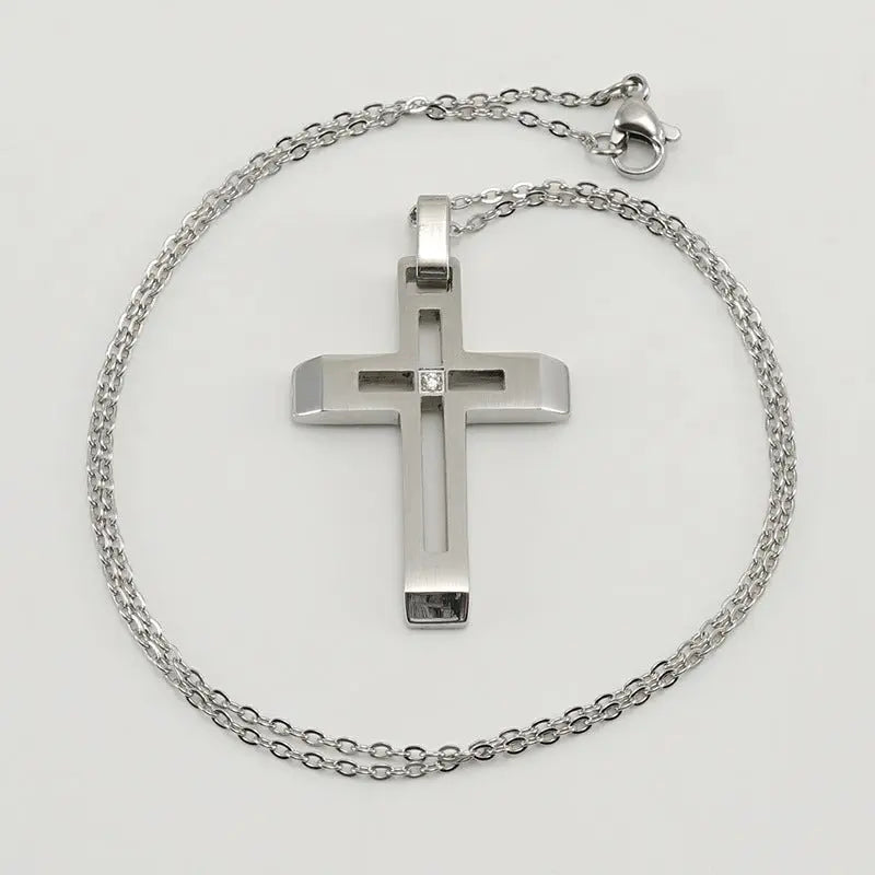 Fashionable and simple hollow diamond cross necklace - Blade & Thread