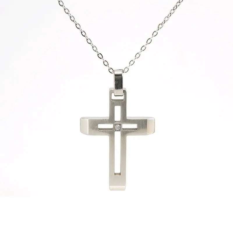 Fashionable and simple hollow diamond cross necklace - Blade & Thread