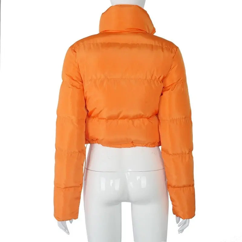 Faux PU Leather Y2K Bubble Puffer Winter Warm Jacket Women Long Sleeve Coats - Blade & Thread