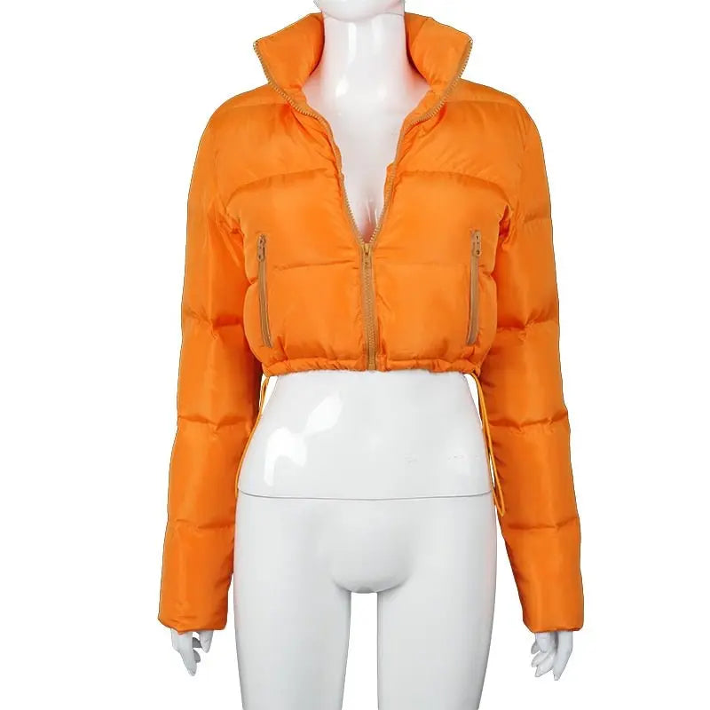 Faux PU Leather Y2K Bubble Puffer Winter Warm Jacket Women Long Sleeve Coats - Blade & Thread