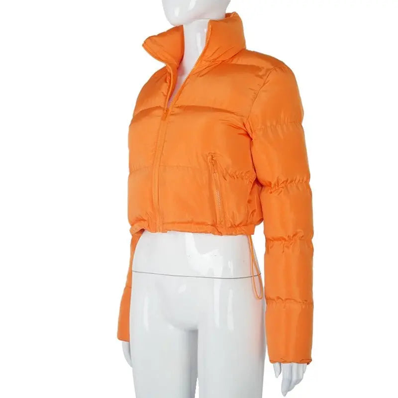 Faux PU Leather Y2K Bubble Puffer Winter Warm Jacket Women Long Sleeve Coats - Blade & Thread