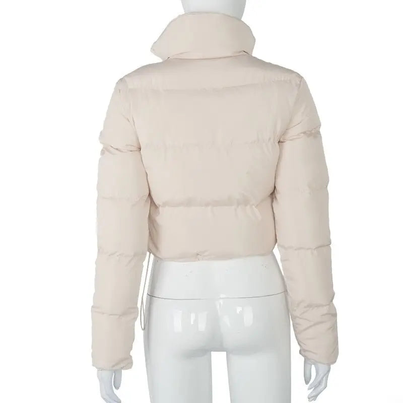 Faux PU Leather Y2K Bubble Puffer Winter Warm Jacket Women Long Sleeve Coats - Blade & Thread