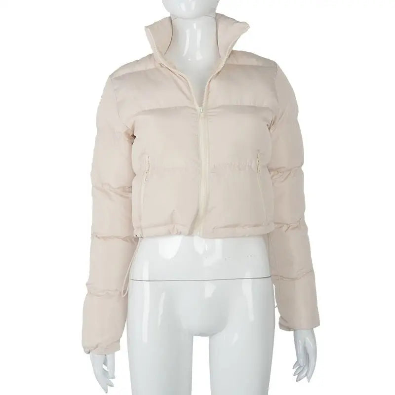 Faux PU Leather Y2K Bubble Puffer Winter Warm Jacket Women Long Sleeve Coats - Blade & Thread