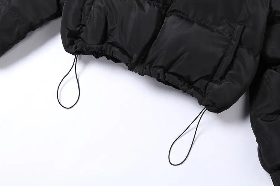 Faux PU Leather Y2K Bubble Puffer Winter Warm Jacket Women Long Sleeve Coats - Blade & Thread
