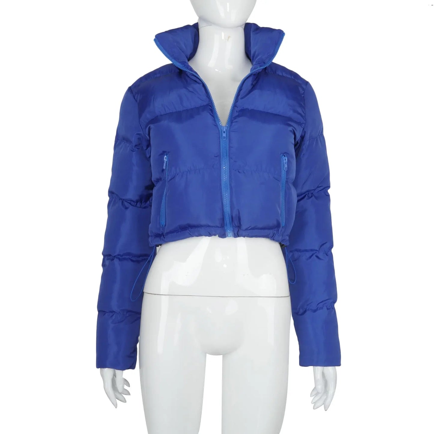 Faux PU Leather Y2K Bubble Puffer Winter Warm Jacket Women Long Sleeve Coats - Blade & Thread