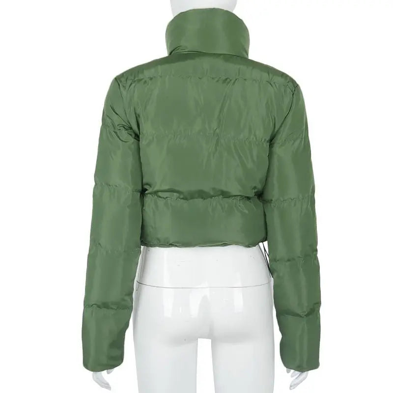 Faux PU Leather Y2K Bubble Puffer Winter Warm Jacket Women Long Sleeve Coats - Blade & Thread