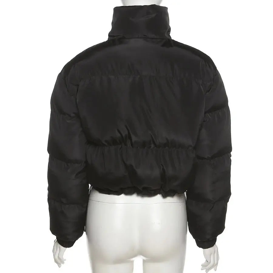 Faux PU Leather Y2K Bubble Puffer Winter Warm Jacket Women Long Sleeve Coats - Blade & Thread