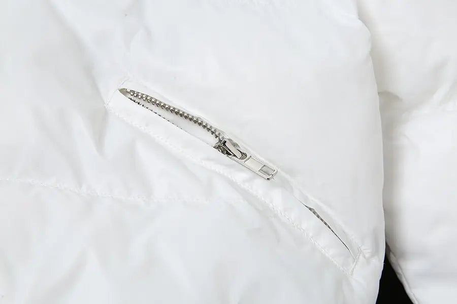 Faux PU Leather Y2K Bubble Puffer Winter Warm Jacket Women Long Sleeve Coats - Blade & Thread