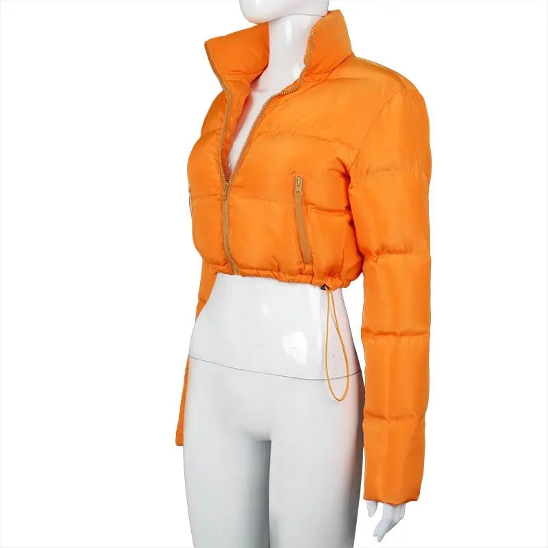 Faux PU Leather Y2K Bubble Puffer Winter Warm Jacket Women Long Sleeve Coats - Blade & Thread