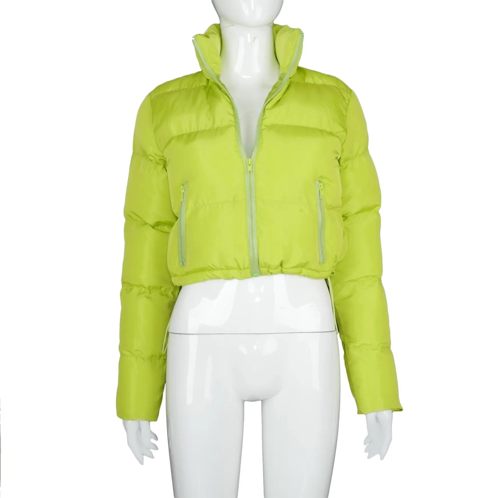 Faux PU Leather Y2K Bubble Puffer Winter Warm Jacket Women Long Sleeve Coats - Blade & Thread