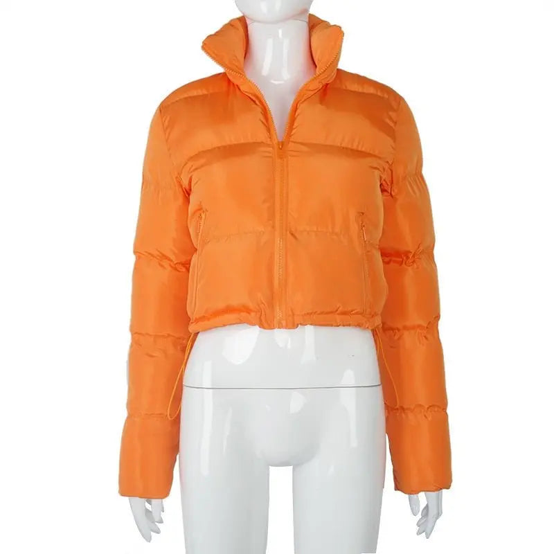 Faux PU Leather Y2K Bubble Puffer Winter Warm Jacket Women Long Sleeve Coats - Blade & Thread