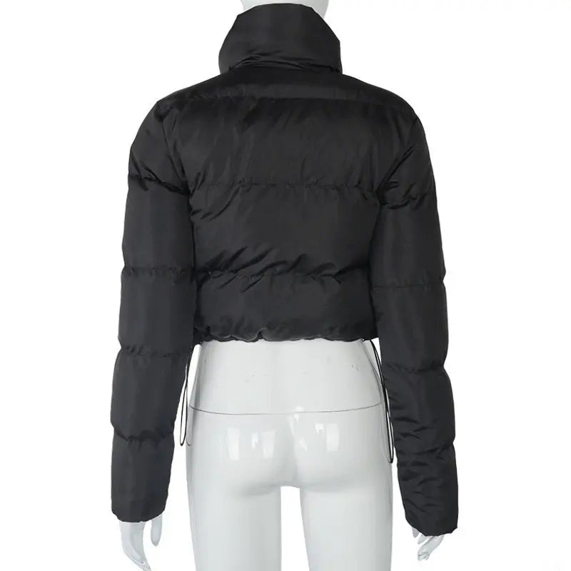 Faux PU Leather Y2K Bubble Puffer Winter Warm Jacket Women Long Sleeve Coats - Blade & Thread