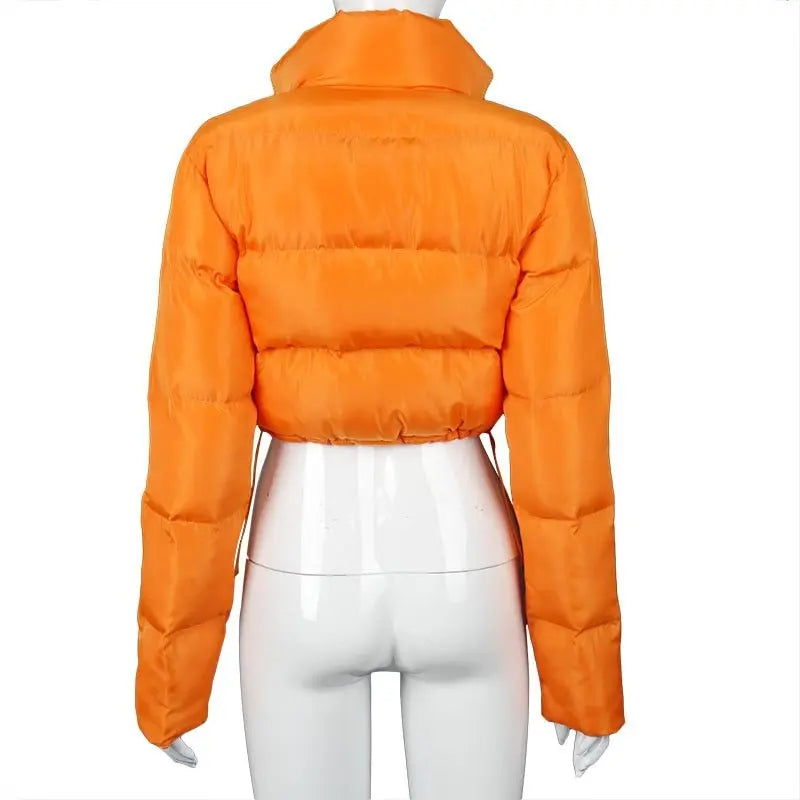Faux PU Leather Y2K Bubble Puffer Winter Warm Jacket Women Long Sleeve Coats - Blade & Thread