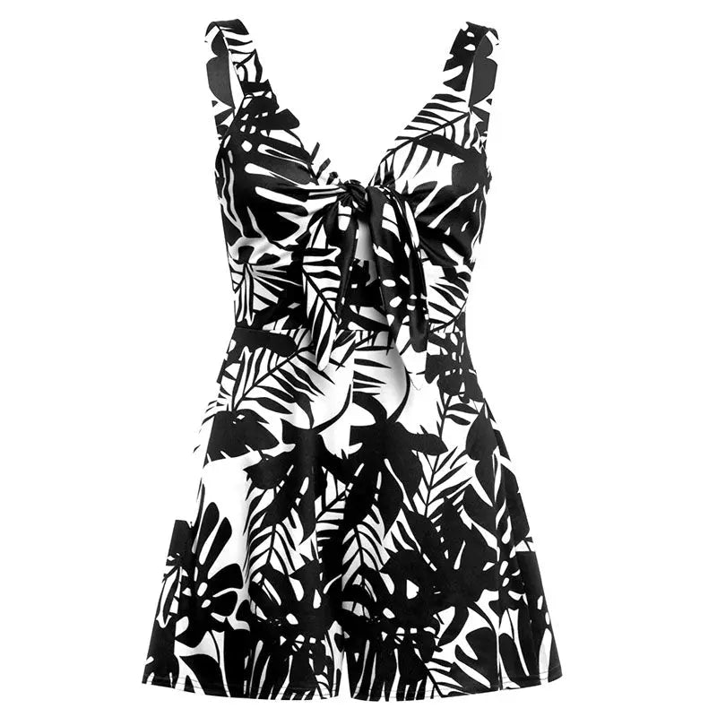 Female Sexy Playsuit print sexy V-neck short jumpsuit women loose casual beach romper - Blade & Thread