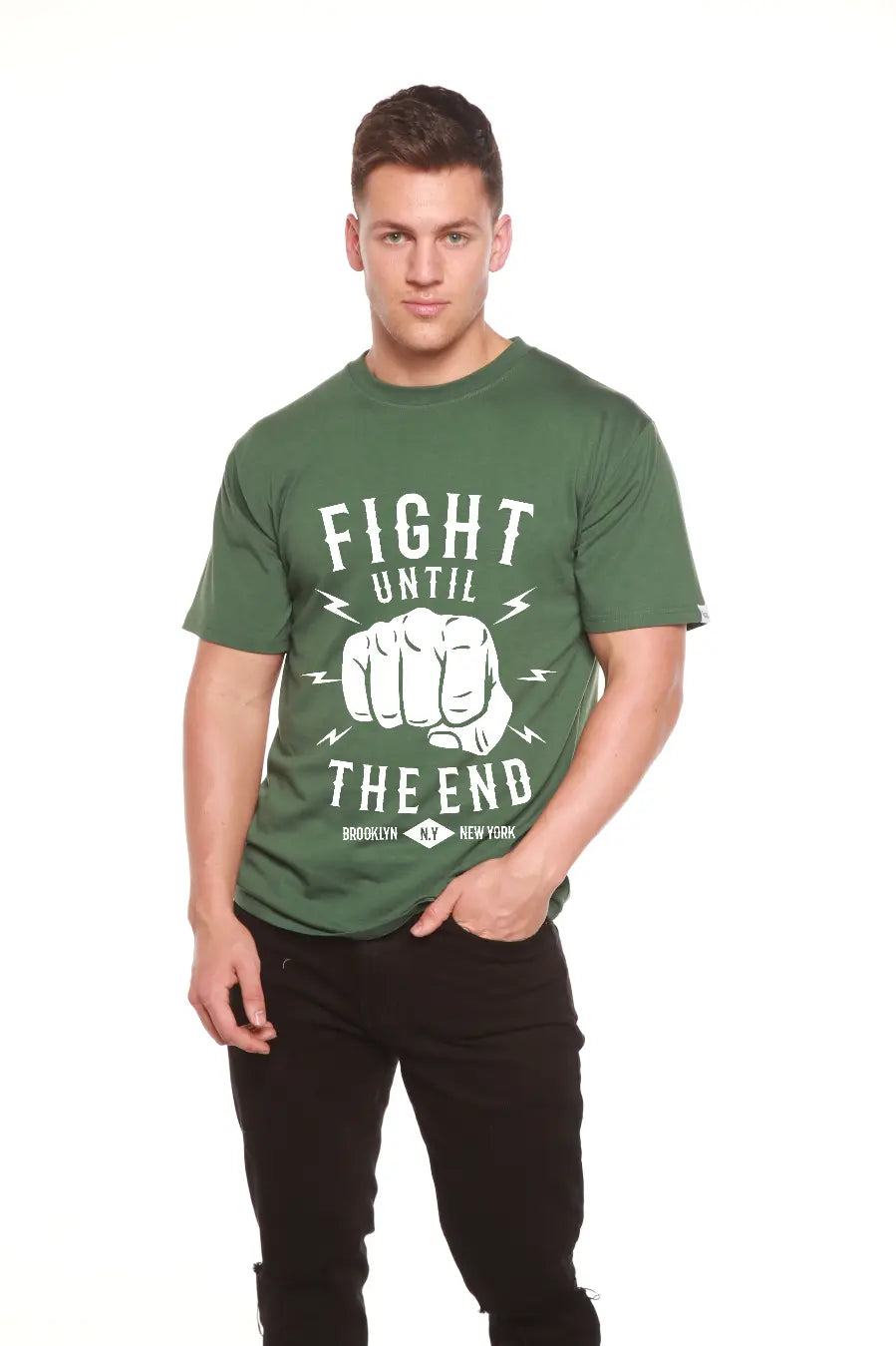 Fight Until Men's Bamboo Viscose/Organic Cotton Short Sleeve Graphic T-Shirt Spun Bamboo