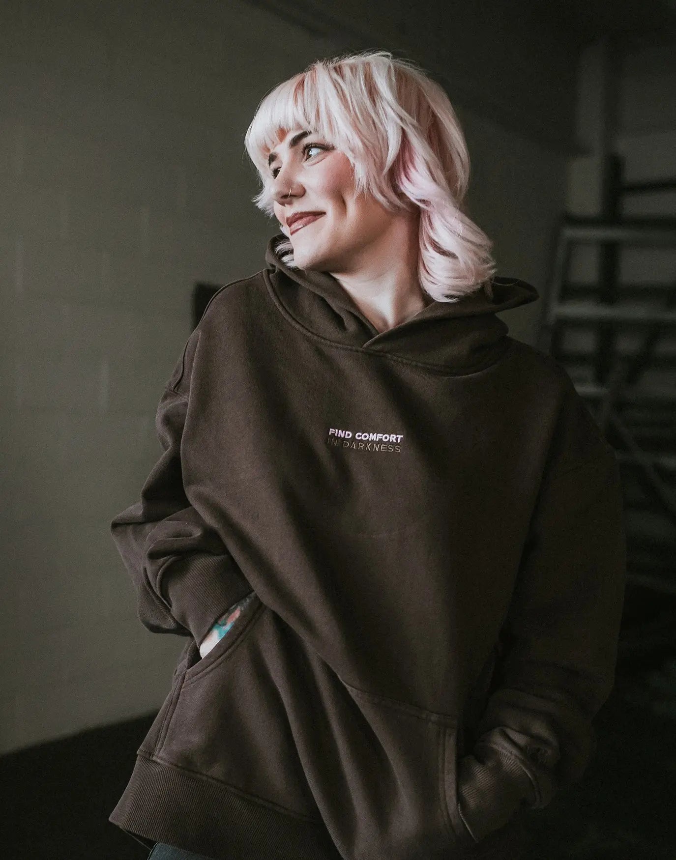 Find Comfort Pullover Hoodie Mocha Any Means Necessary Clothing