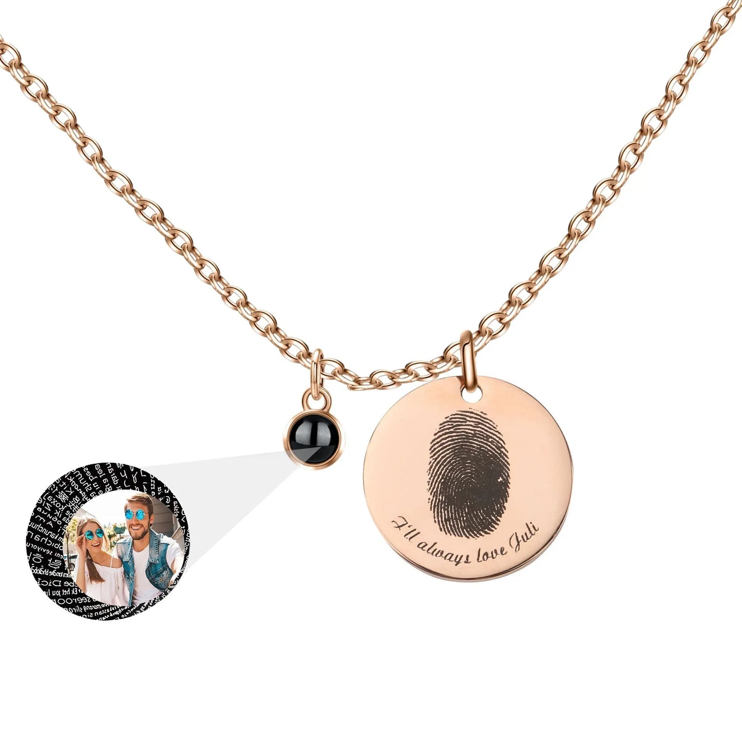 Fingerprint necklace with customizable photos Projection Necklace Pendant Jewelry - Blade & Thread