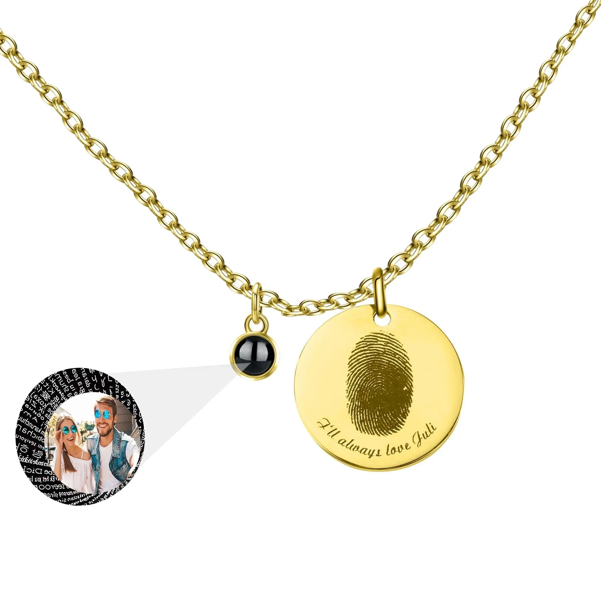 Fingerprint necklace with customizable photos Projection Necklace Pendant Jewelry - Blade & Thread