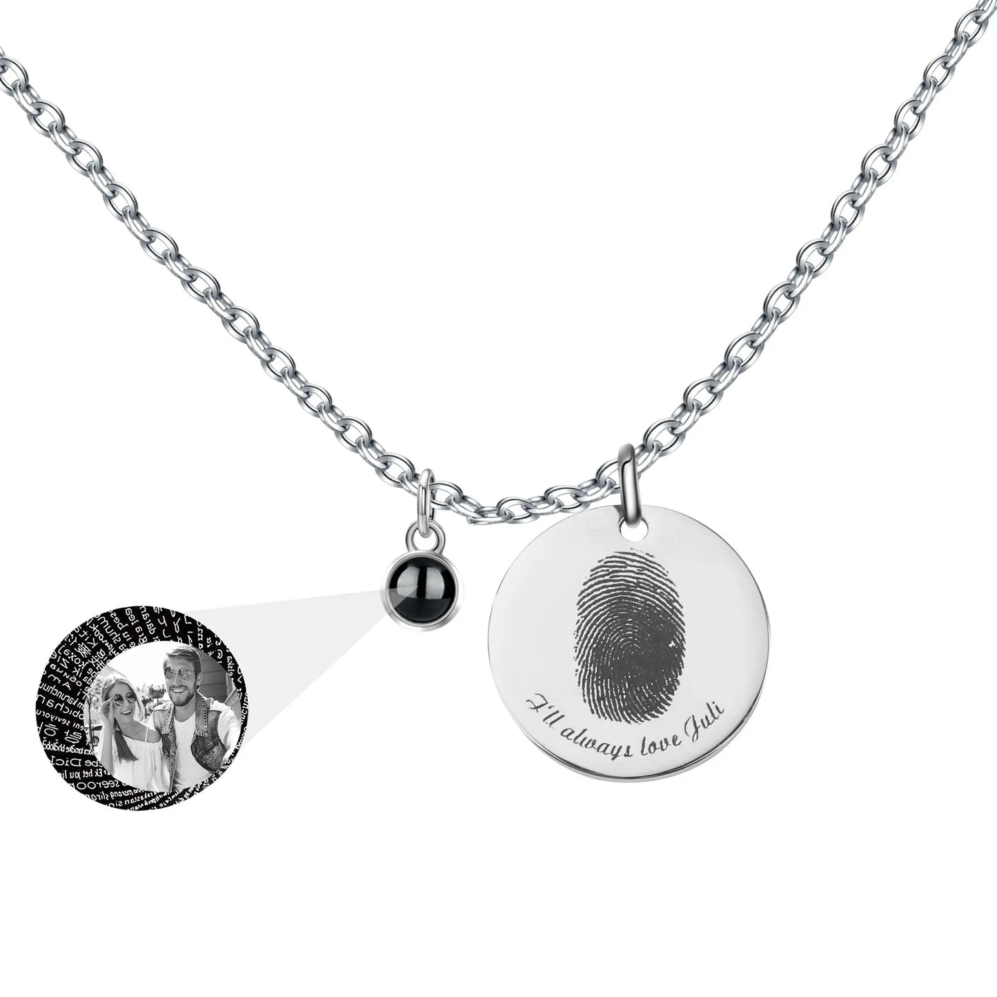 Fingerprint necklace with customizable photos Projection Necklace Pendant Jewelry - Blade & Thread