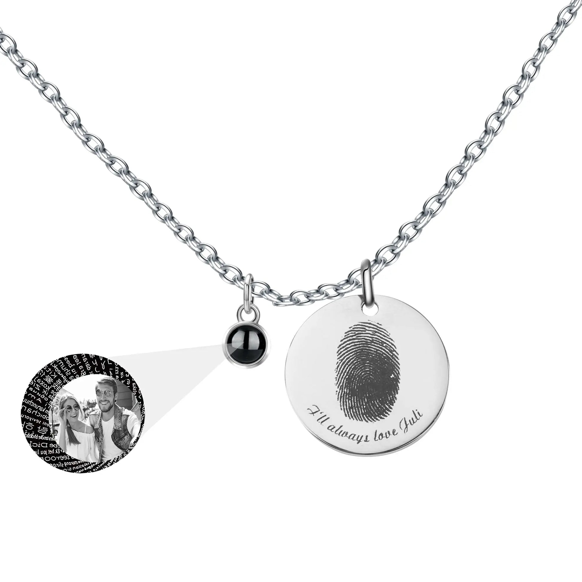 Fingerprint necklace with customizable photos Projection Necklace Pendant Jewelry - Blade & Thread