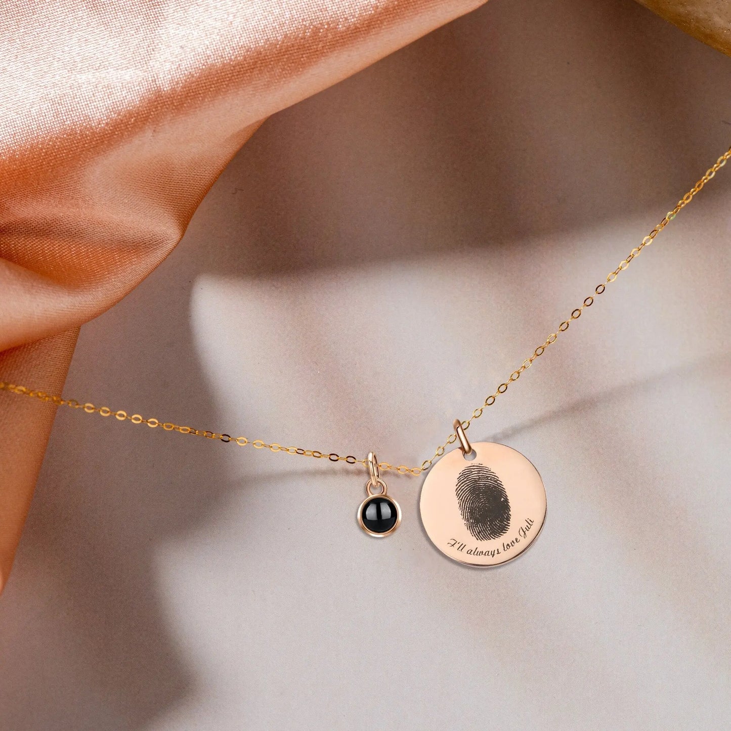 Fingerprint necklace with customizable photos Projection Necklace Pendant Jewelry - Blade & Thread