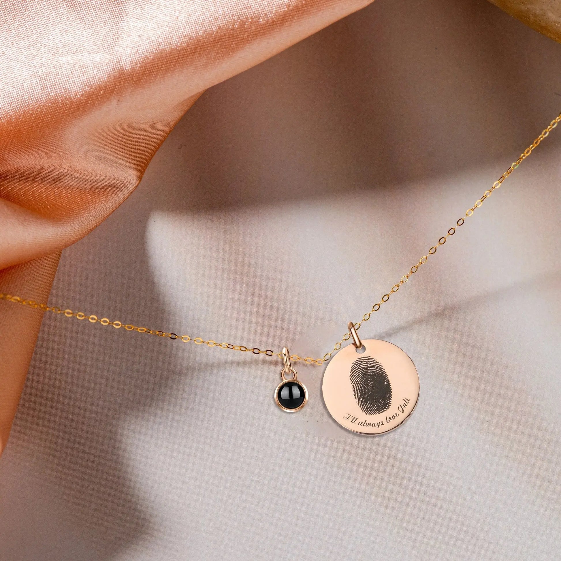 Fingerprint necklace with customizable photos Projection Necklace Pendant Jewelry - Blade & Thread