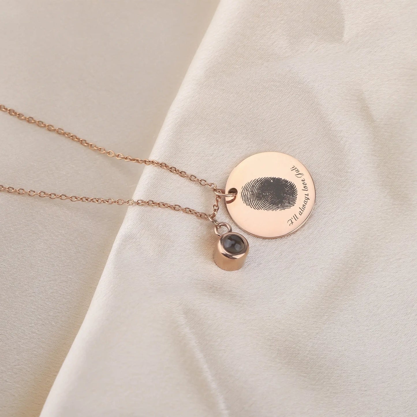Fingerprint necklace with customizable photos Projection Necklace Pendant Jewelry - Blade & Thread