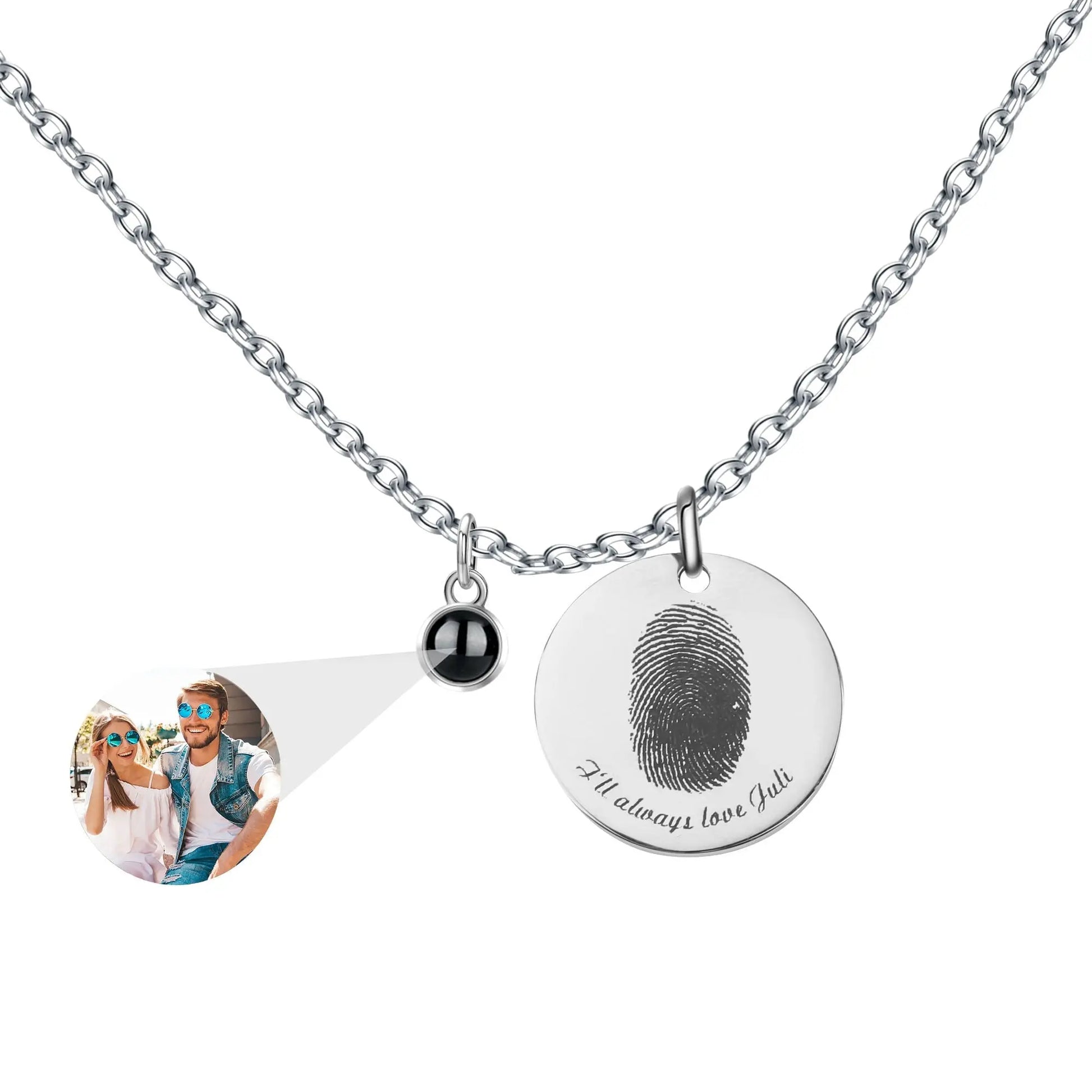 Fingerprint necklace with customizable photos Projection Necklace Pendant Jewelry - Blade & Thread