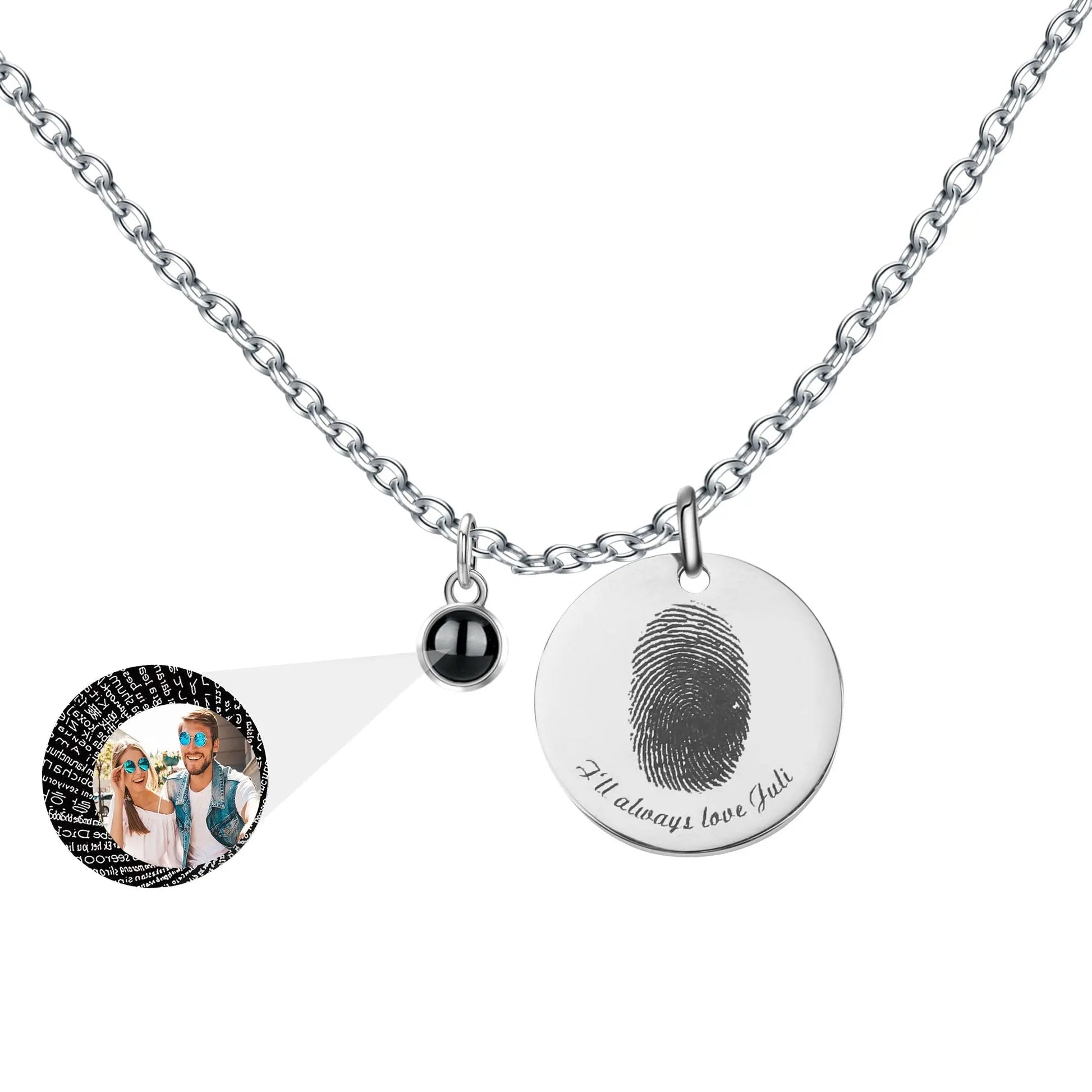 Fingerprint necklace with customizable photos Projection Necklace Pendant Jewelry - Blade & Thread