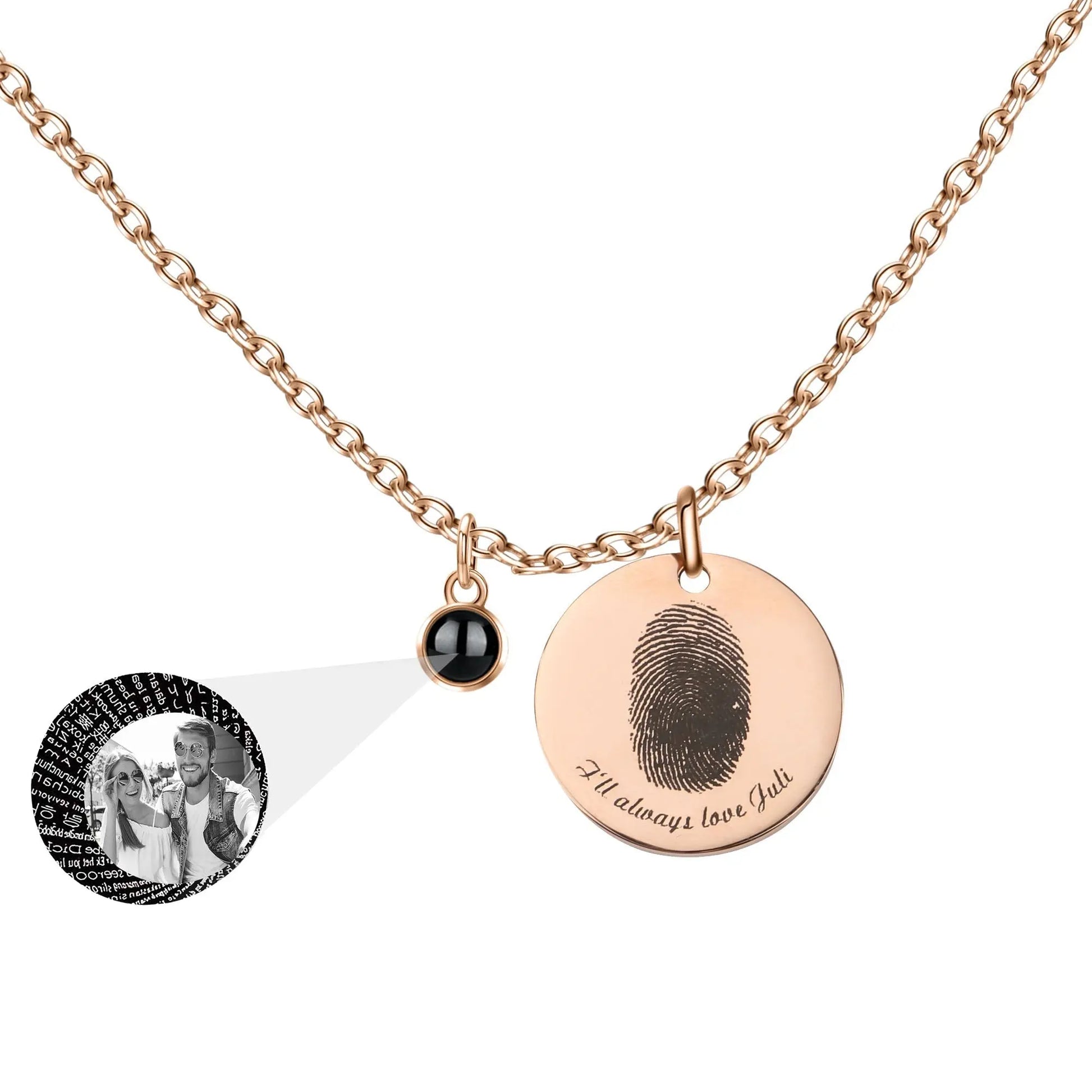 Fingerprint necklace with customizable photos Projection Necklace Pendant Jewelry - Blade & Thread