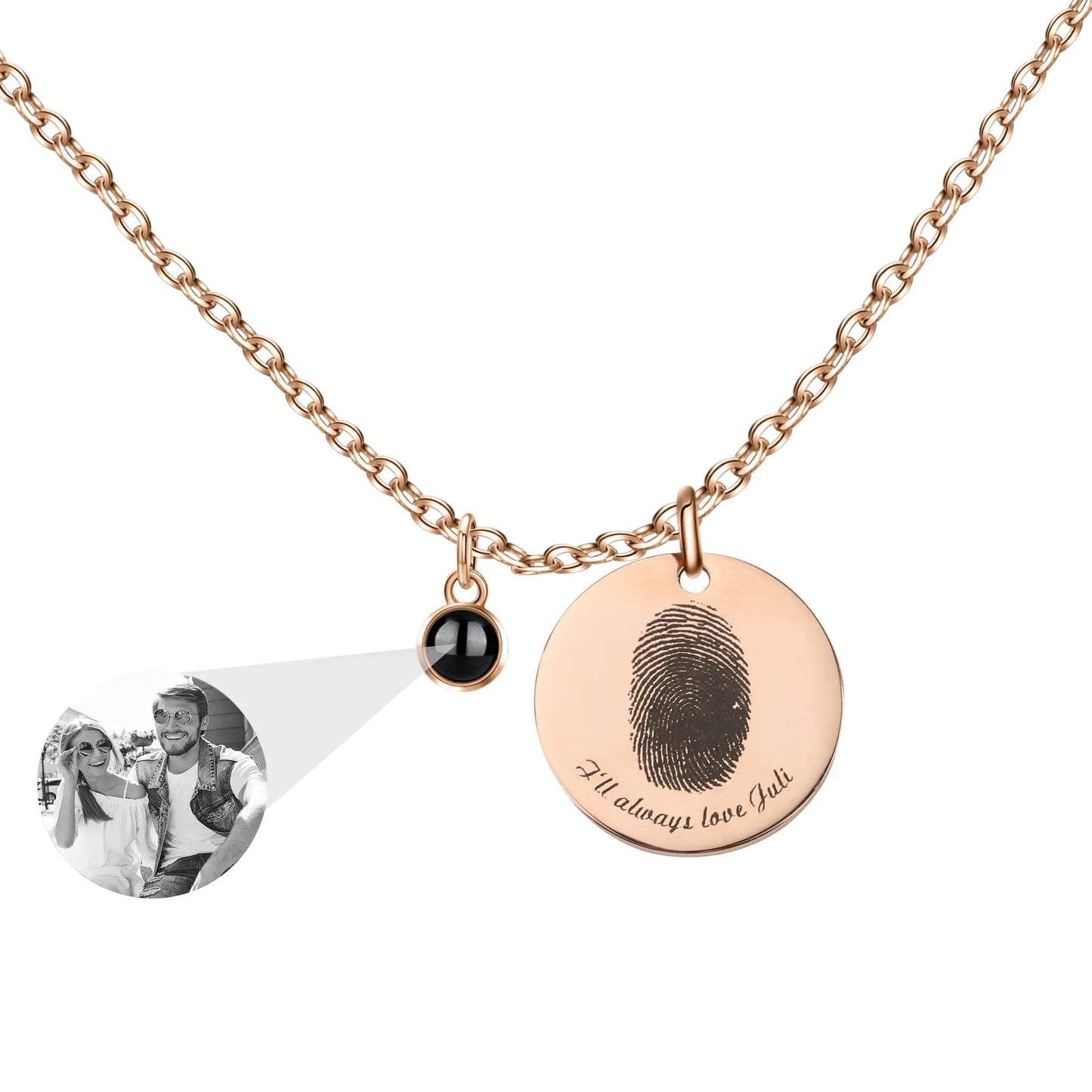 Fingerprint necklace with customizable photos Projection Necklace Pendant Jewelry - Blade & Thread