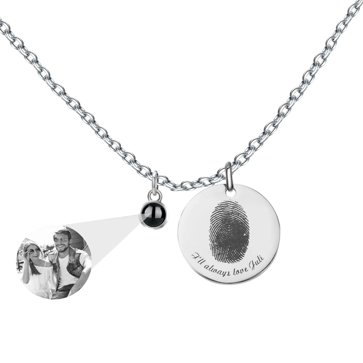 Fingerprint necklace with customizable photos Projection Necklace Pendant Jewelry - Blade & Thread
