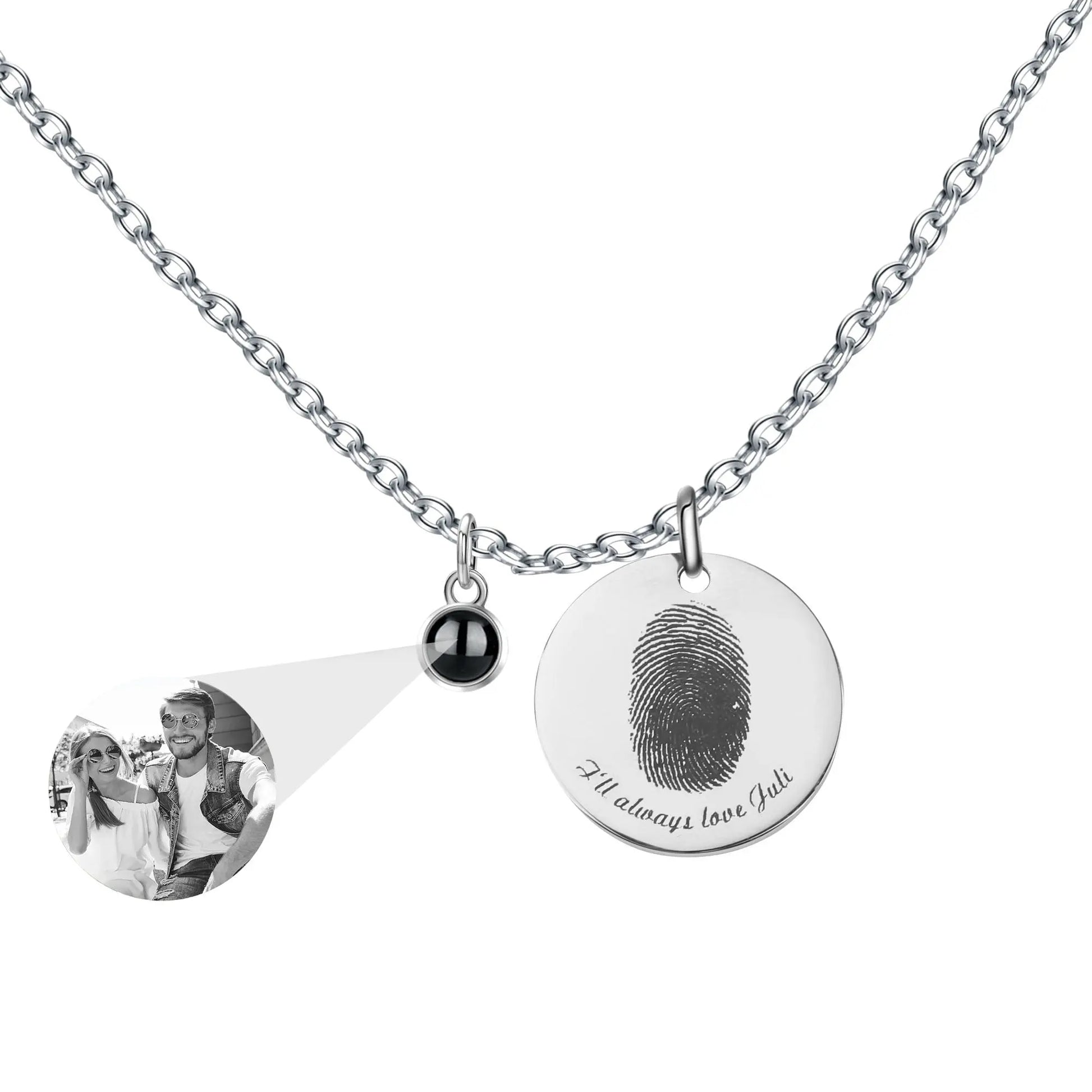 Fingerprint necklace with customizable photos Projection Necklace Pendant Jewelry - Blade & Thread