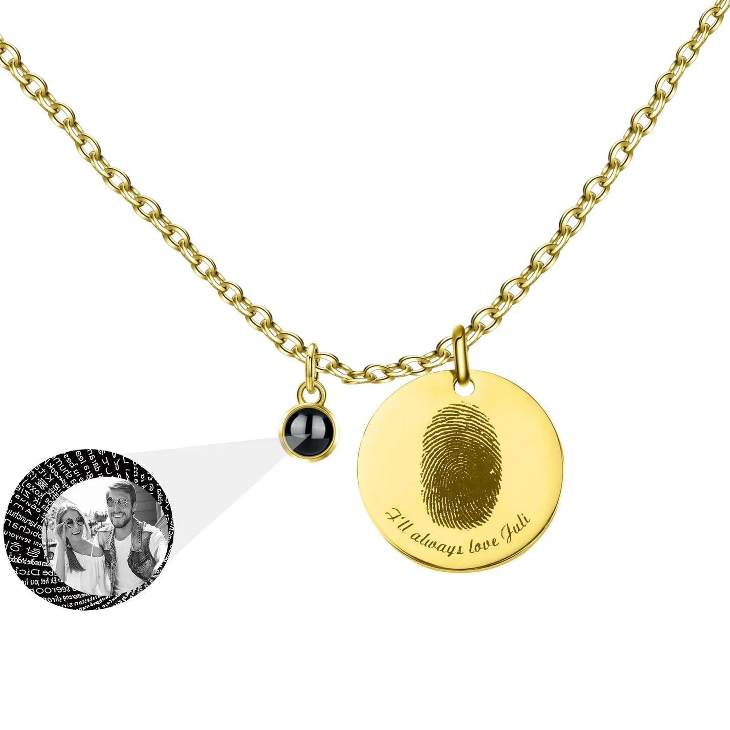 Fingerprint necklace with customizable photos Projection Necklace Pendant Jewelry - Blade & Thread