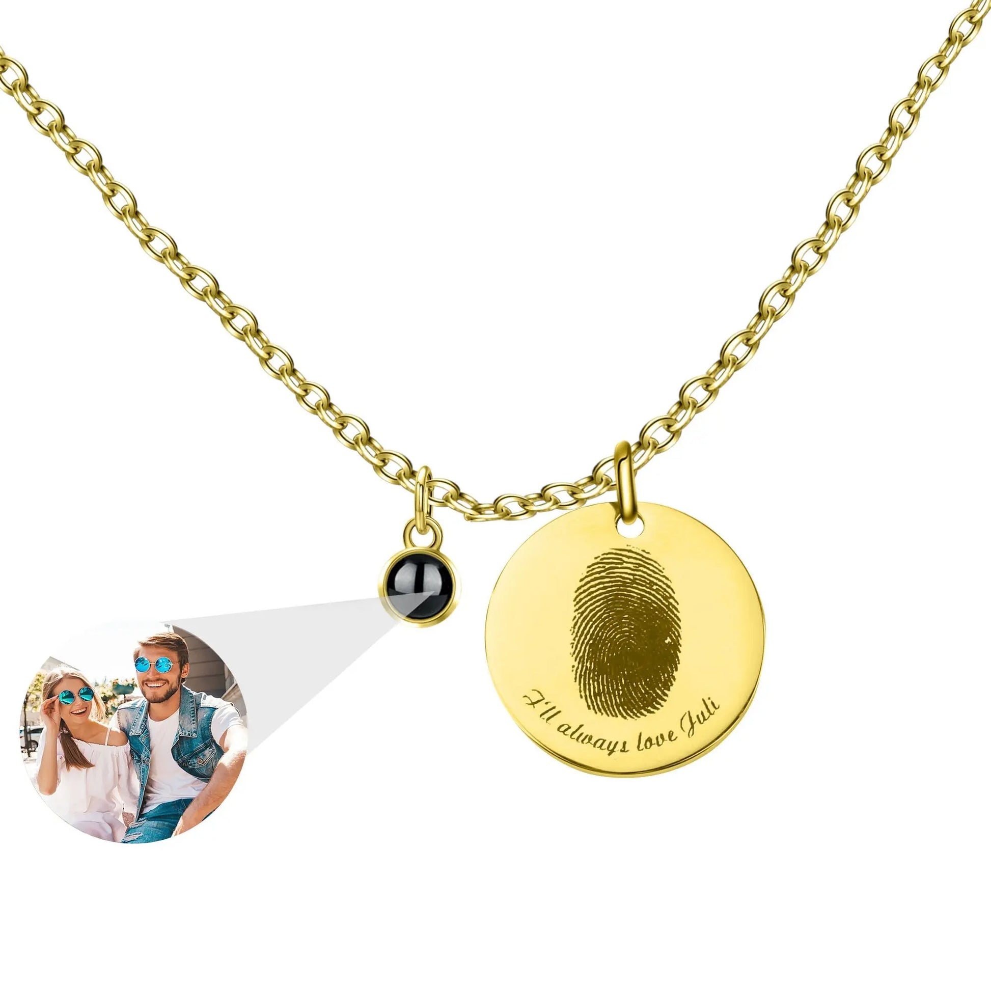 Fingerprint necklace with customizable photos Projection Necklace Pendant Jewelry - Blade & Thread