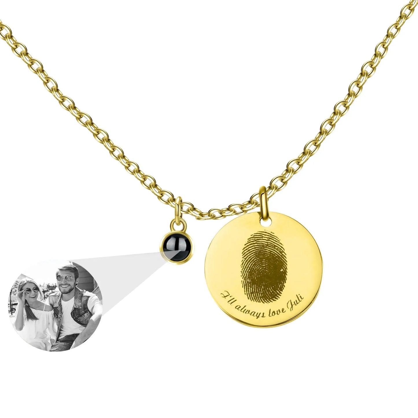 Fingerprint necklace with customizable photos Projection Necklace Pendant Jewelry - Blade & Thread