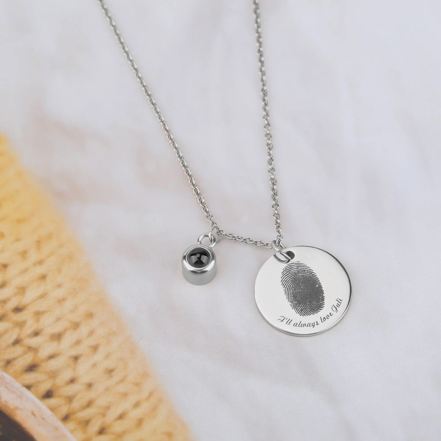 Fingerprint necklace with customizable photos Projection Necklace Pendant Jewelry - Blade & Thread