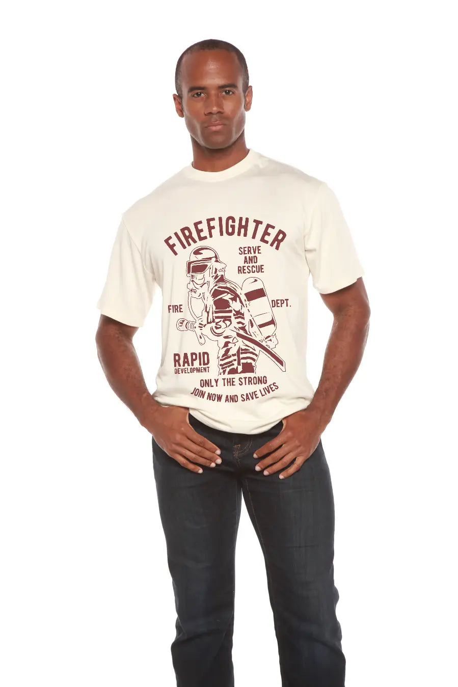 Firefighter Dept Men's Bamboo Viscose/Organic Cotton Short Sleeve Graphic T-Shirt Spun Bamboo