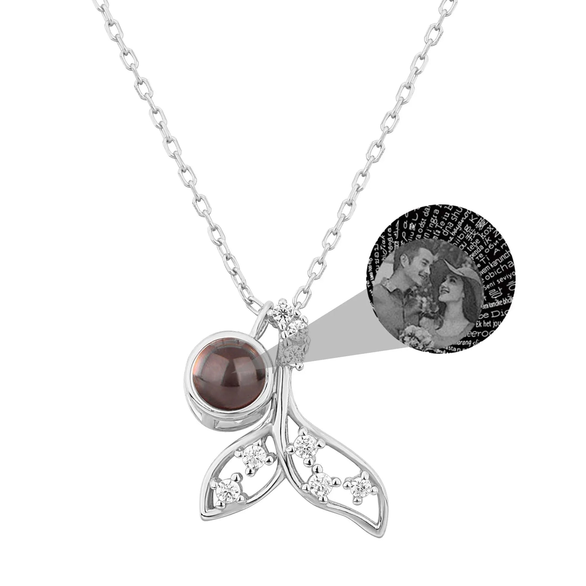 Fish Tail 925 Silver Custom Photo Name Projection Necklace - Blade & Thread