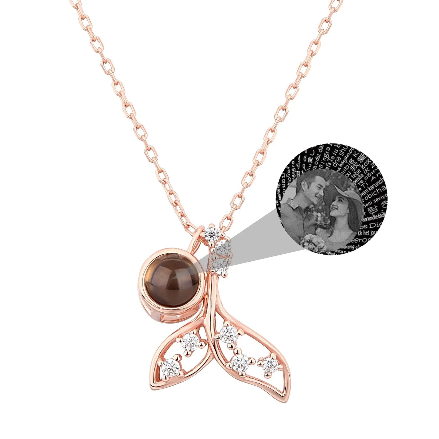 Fish Tail 925 Silver Custom Photo Name Projection Necklace - Blade & Thread