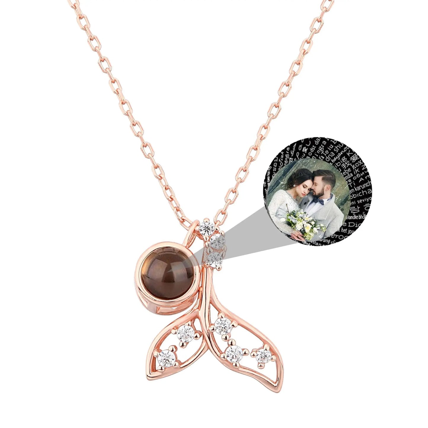 Fish Tail 925 Silver Custom Photo Name Projection Necklace - Blade & Thread